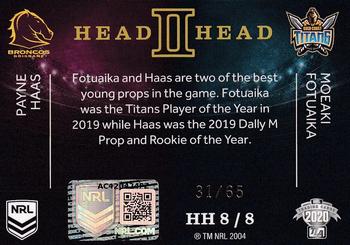 2020 NRL Elite - 2020 Case Cards - Head to Head #HH08 Payne Haas/Moeaki Fotuaika Back